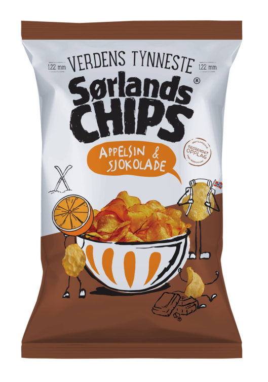 Sørlandschips Appelsin&Sjokolade 225g