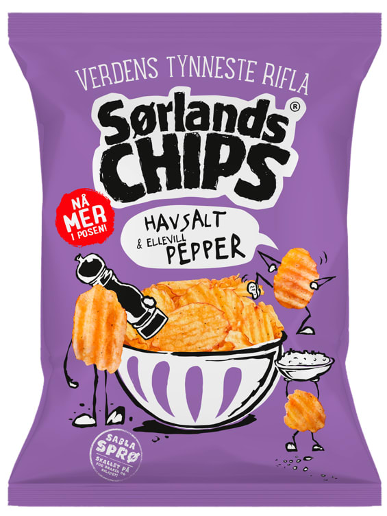 Sørlandschips Salt&Pepper 275g Verdens Tynneste