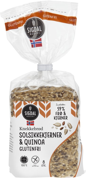 Knekkebrød Solsikke Gl.Fri 190g Sigdal