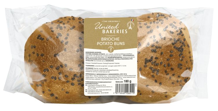 Potato Burger Buns 180g United Bakeries