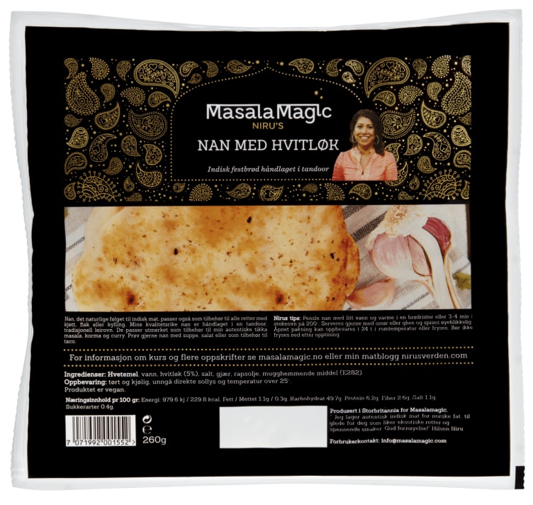 Naan Håndlagde m/Hvitløk 260g Nirus