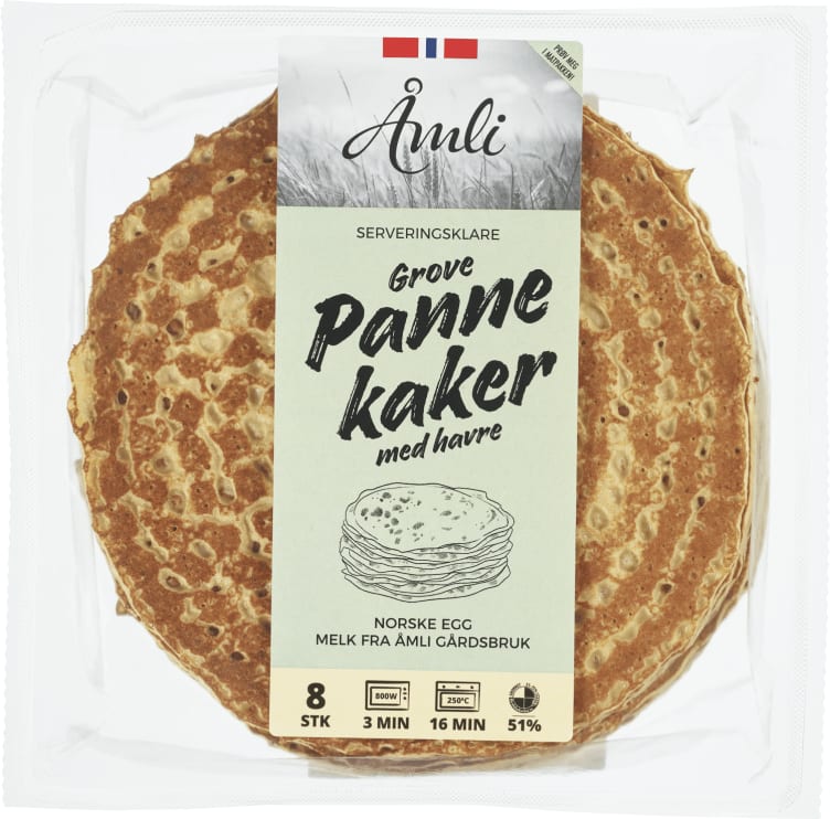 Pannekaker m/Havre Stekte 8stk 480g Åmli