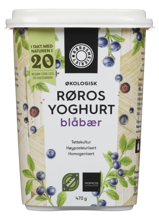 Røros Yoghurt Blåbær Økol 470g Rørosmeieriet