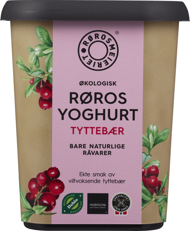 Røros Yoghurt Tyttebær Økol. 500g Rørosmeieriet