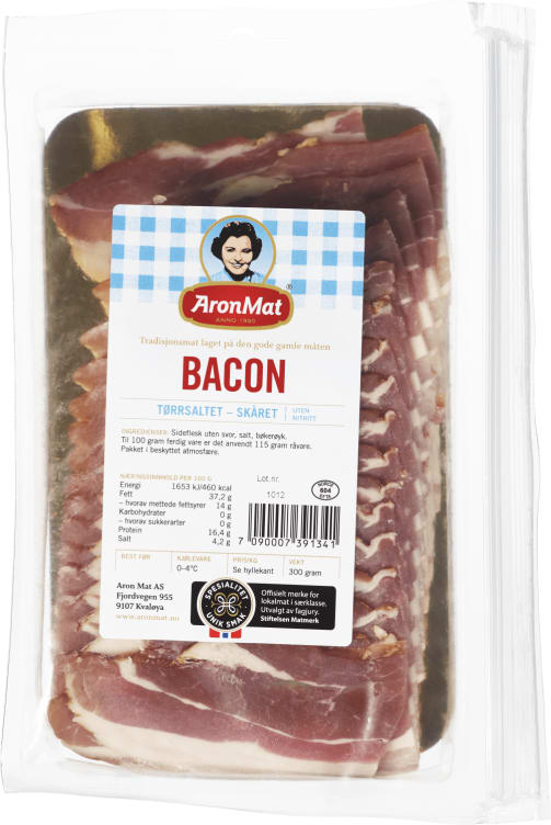 Bacon Tørrsaltet Skåret 300g Aron Mat