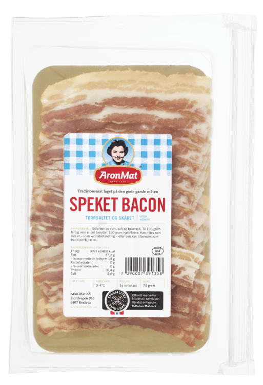 Bacon Speket Langtidsmodnet skivet 75g Aron