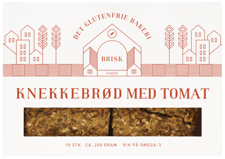 Knekkebrød m/Tomat glutenfri 200g Brisk