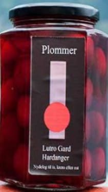Plommer Røde i Lake 480g Lutro Gard