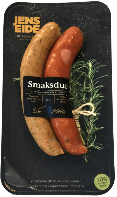 Jakt & Urtepølse 2pk 230g Jens Eide
