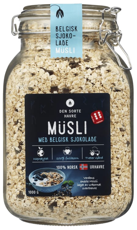 Musli m/Sjokolade 1kg Den Sorte Havre