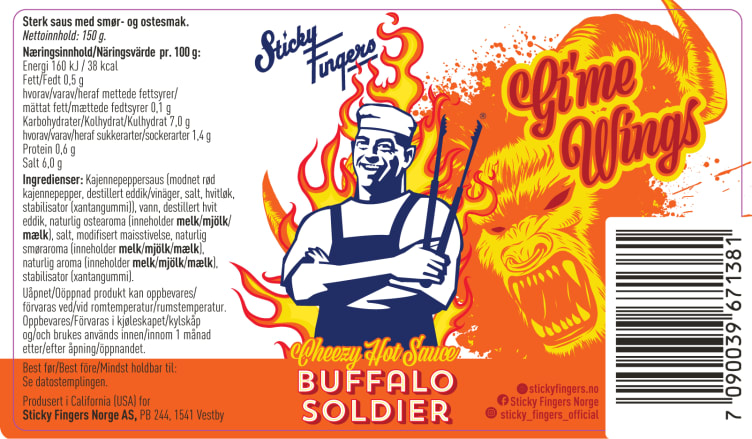 Buffalo Sauce Soldier150g Sticky Fingers