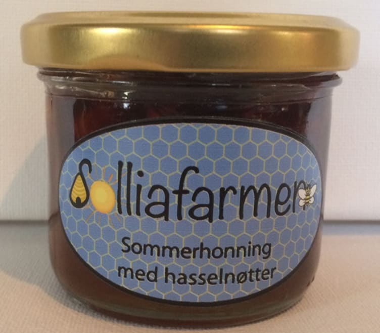 Sommerhonning m/Hasselnøtter 130g Solliafarmen