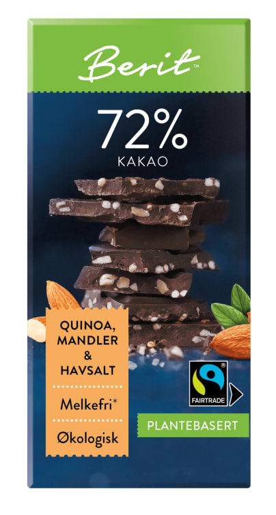 Sjokolade 72% Kakao&Mandel 80g Berit