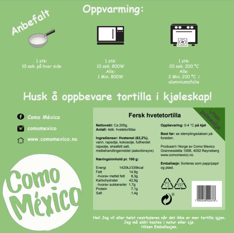 Bilde av Hvetetortilla Fersk 4pk 200g Como Mexico