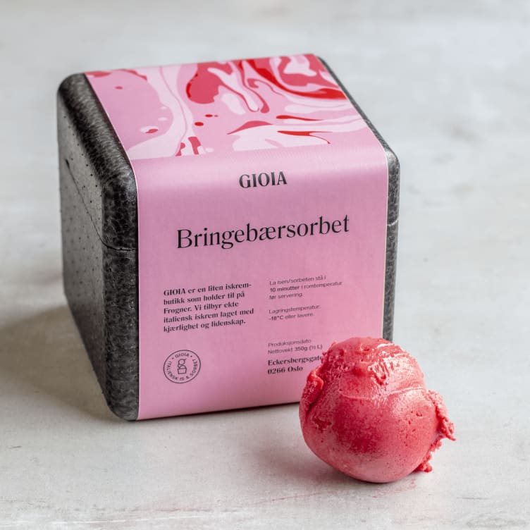 Bringebærsorbet 0,5l Gioia