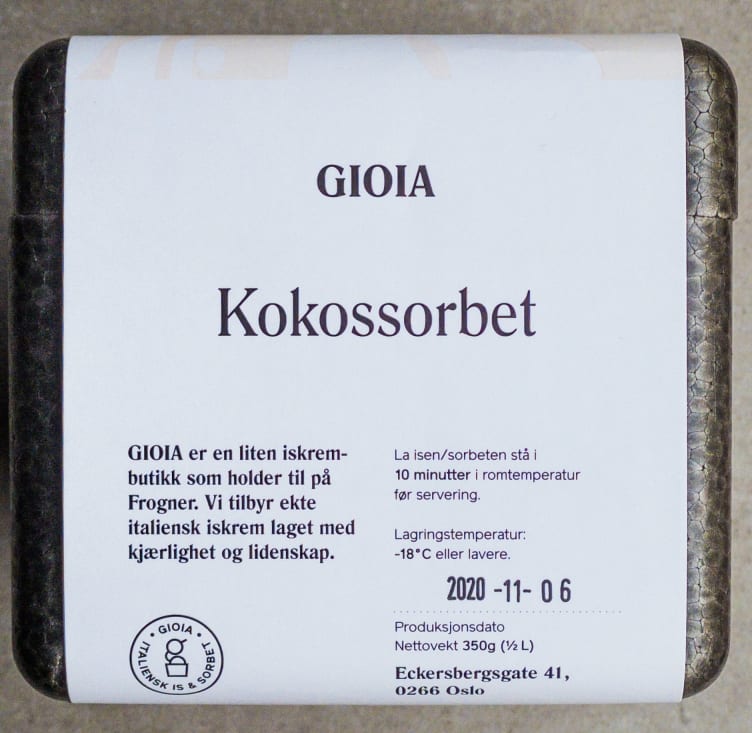 Bilde av Kokossorbet 0,5l Gioia