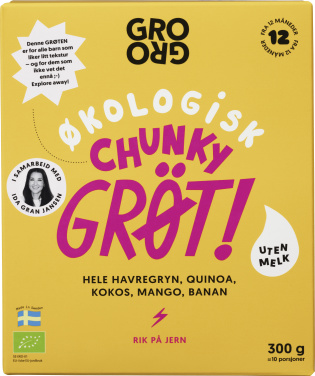 Pulvergrøt Chunky Mango&Banan&Kokos 300g Grogro