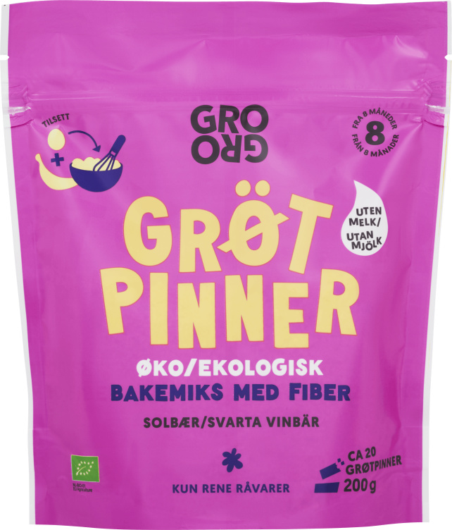 Grøtpinner med Havre og Solbær 200g Grogro