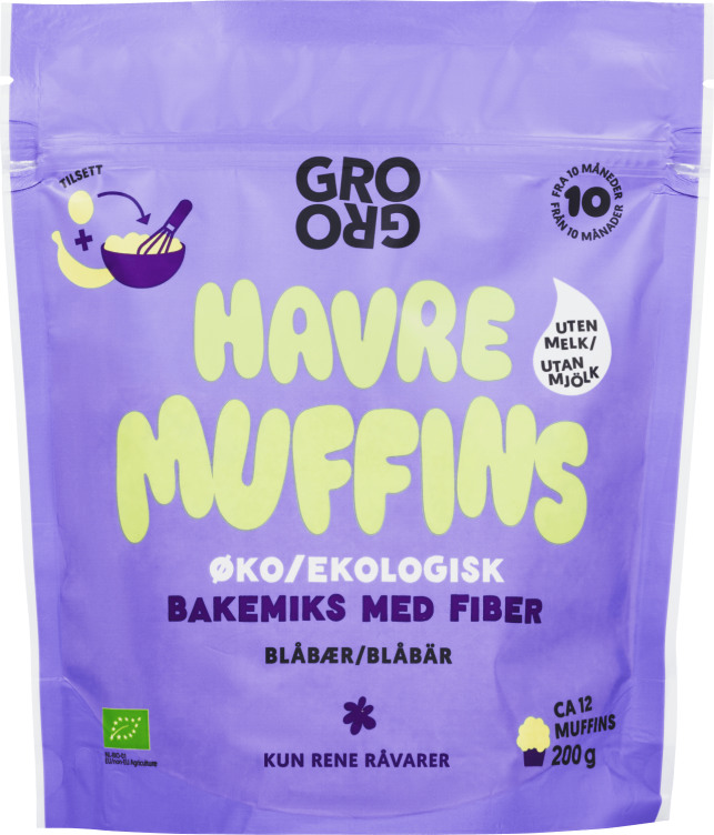 Muffins Blåbær og Kokos 200g Grogro