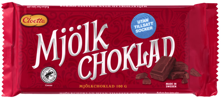 Cloetta Melkesjokolade Uten Sukker 100g