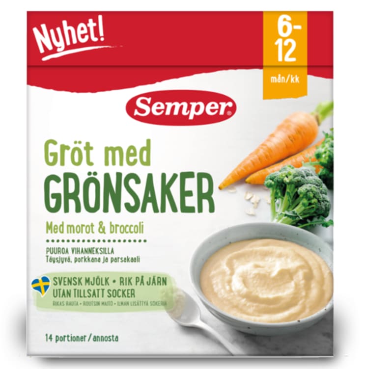 Grøt m/Gulrot &Broccoli 6-12mnd 480g Semper