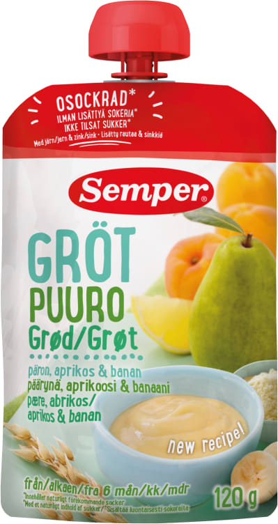 Bilde av Grøt Pære&Aprikos 6mnd 120g Semper