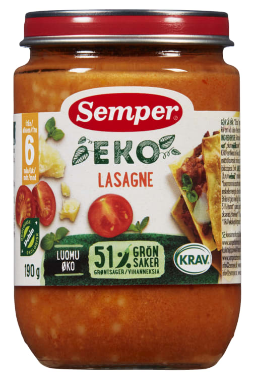 Bilde av Lasagne Økologisk 6mnd 190g Semper