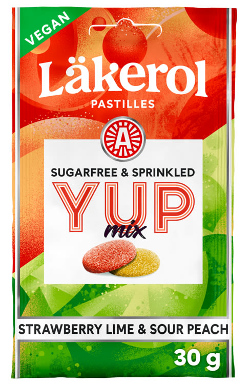 Product Image for Läkerol Yup Mix Sour Peach&Strawberry Lime 30g