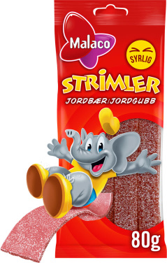 Strimler Jordbær 80g Malaco