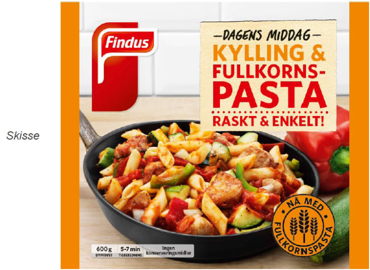 Kylling&Pasta Fullkorn 600g Findus