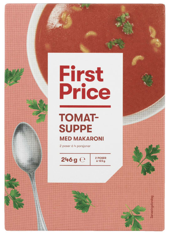 Product Image for Tomatsuppe m/Makaroni 2pk 246g First Price