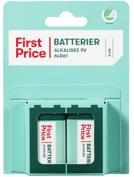 Batteri 9v 2stk First Price