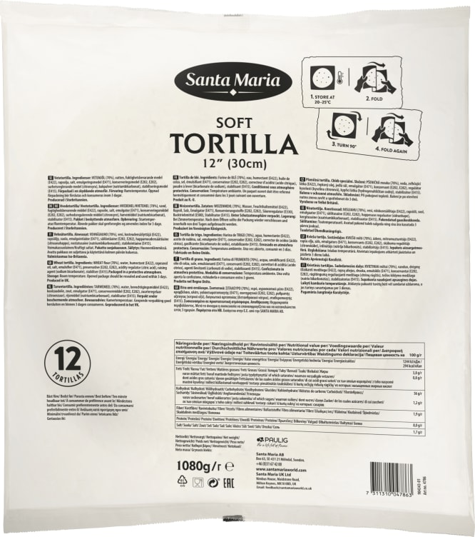 Tortilla Ambient Hvete 12stk 1080g St.Maria