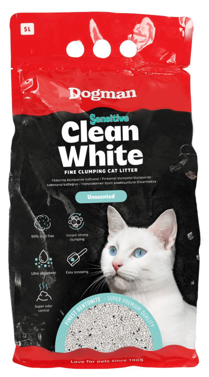 Kattesand Clean White Sensitive 5l Dogmann