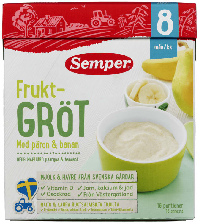 Bilde av Fruktgrøt Pære&Banan 8mnd 480g Semper