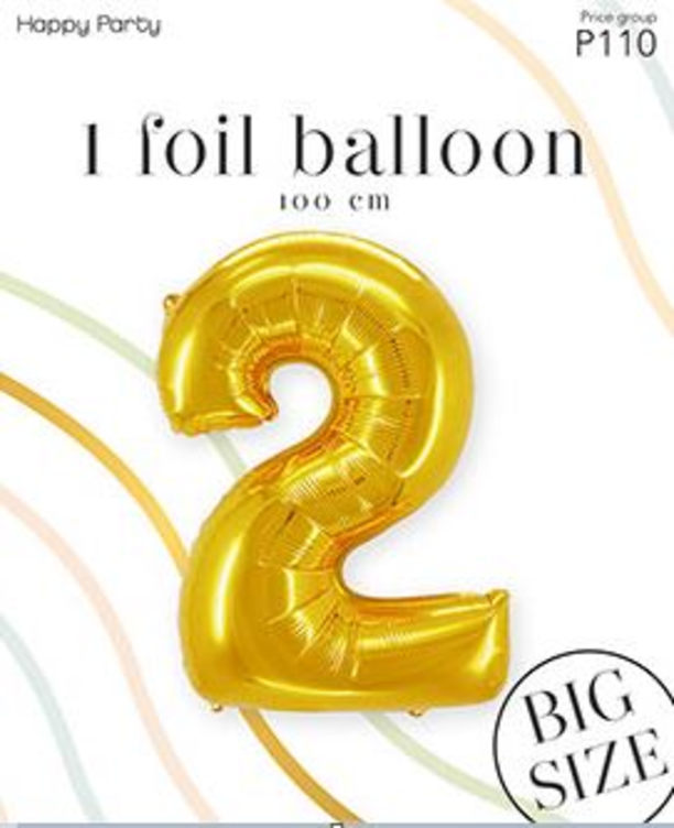 Folieballong 2 Gull 100cm
