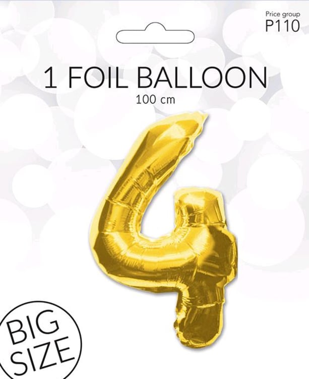 Folieballong 4 Gull 100cm