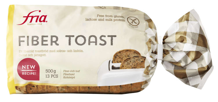 Fiber Toast Brød Skåret glutenfri 500g Fria