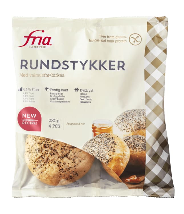 Rundstykker m/Valmuefrø glutenfri 280g Fria