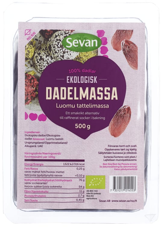 Daddelmasse 500g Økologisk Sevan