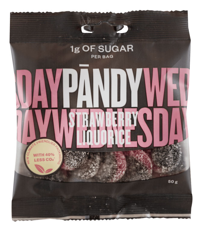 Candy Strawberry &Liquorice u/Sukker 50g Pandy