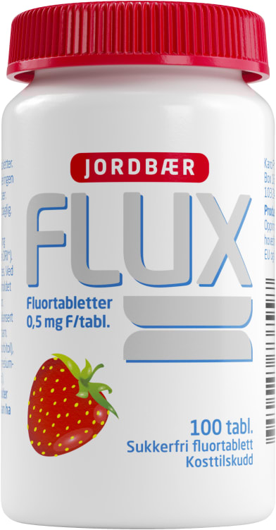 Flux Fluortablett Jordbær 100stk