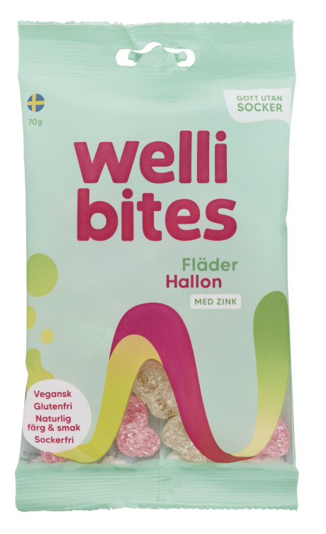 Hylle-&Bringebær Sukkerfri 70g Wellibites