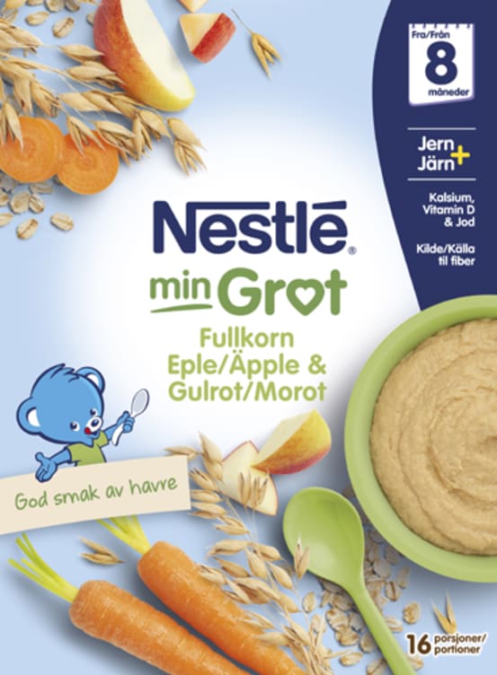 Min Grøt Fullkorn Eple&Gulrot 8mnd 480g Nestle