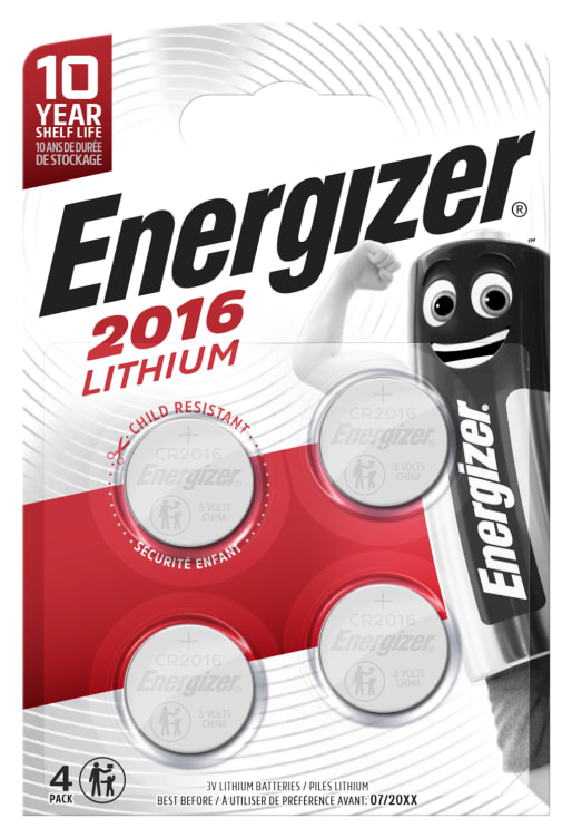 Bilde av Batterier Cr2016 Lithium 3v 4stk Energizer