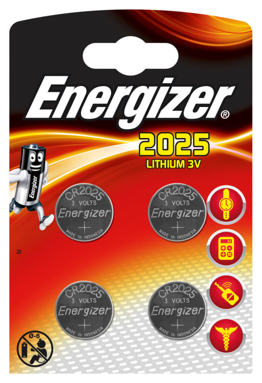 Batterier Cr2025 Lithium 3v 4stk Energizer