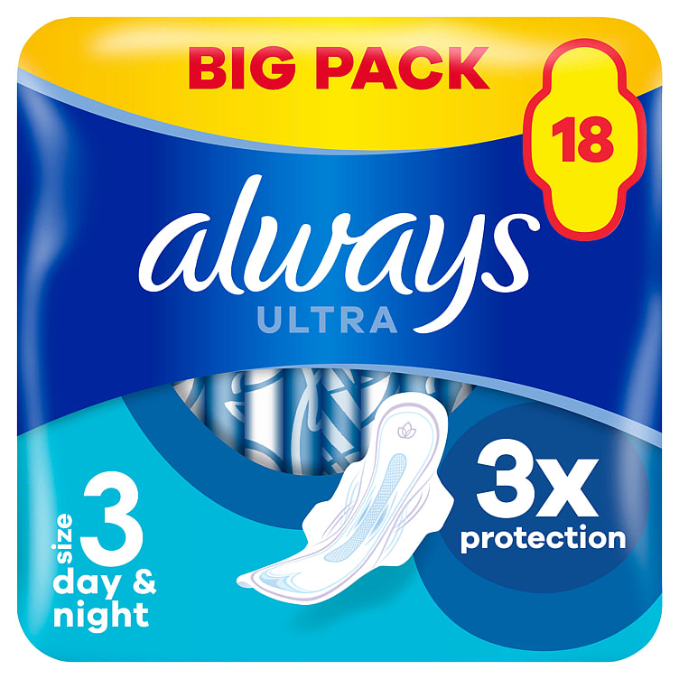 Always Ultra Nr 3 Night+ 18stk Big Pack