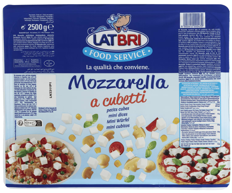 Mozzarella Cubetti 2,5kg Latbri