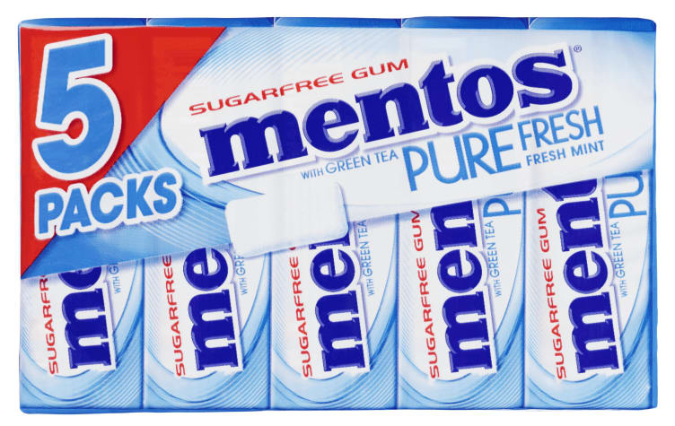 Mentos Gum Pure Fresh Mint 5pk 66g