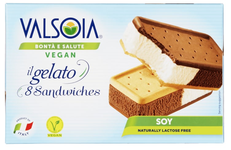 Gelato Soya-Is Sandwich Melkefri 8stk Valsoia